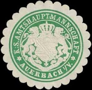 Image du vendeur pour Siegelmarke K.S. Amtshauptmannschaft Auerbach/Vogtland mis en vente par Veikkos