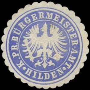 Bild des Verkufers fr Siegelmarke K.Pr. Brgermeister-Amt Hilden zum Verkauf von Veikkos