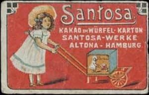 Bild des Verkufers fr Reklamemarke Santosa Kakao im Wrfel Karton (Kind) zum Verkauf von Veikkos
