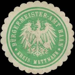 Bild des Verkufers fr Siegelmarke Brgermeister-Amt Haan Kreis Mettmann zum Verkauf von Veikkos