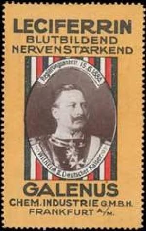 Bild des Verkufers fr Reklamemarke Wilhelm II. Deutscher Kaiser zum Verkauf von Veikkos