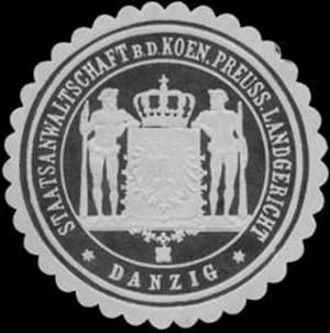 Image du vendeur pour Siegelmarke Staatsanwaltschaft b.d. K.Pr. Landgericht Danzig mis en vente par Veikkos