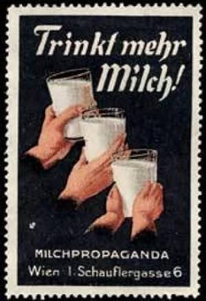 Bild des Verkufers fr Reklamemarke Trinkt mehr Milch! zum Verkauf von Veikkos