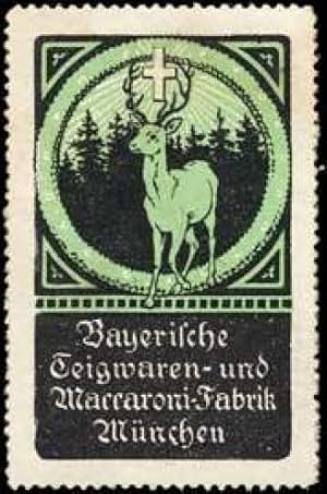 Bild des Verkufers fr Reklamemarke Bayerische Teigwaren - Hirsch zum Verkauf von Veikkos