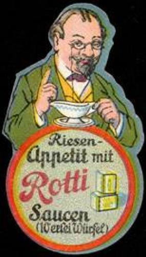 Bild des Verkufers fr Reklamemarke Riesen - Appetit mit Rotti Saucen zum Verkauf von Veikkos