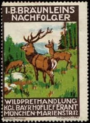 Bild des Verkufers fr Reklamemarke Jagd - Wildbrethandlung zum Verkauf von Veikkos