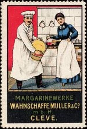 Bild des Verkufers fr Reklamemarke Bcker & Hausfrau - Wahnschaffe Margarine zum Verkauf von Veikkos