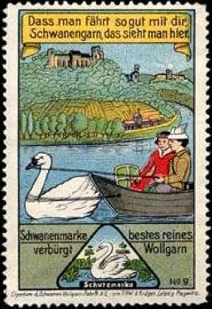 Seller image for Reklamemarke Schwanengarn zum Stricken for sale by Veikkos