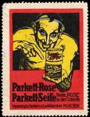 Bild des Verkufers fr Reklamemarke Parkett-Rose mit Teufel zum Verkauf von Veikkos