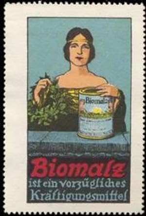 Reklamemarke Biomalz Kräftigungsmittel aus der Apotheke