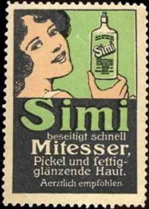 Seller image for Reklamemarke Simi beseitigt schnell Mitesser, Pickel und fettig-glänzende Haut for sale by Veikkos
