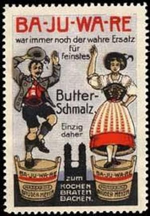 Bild des Verkufers fr Reklamemarke Tanzen mit Ba - Ju - Wa - Re Butterschmalz zum Verkauf von Veikkos