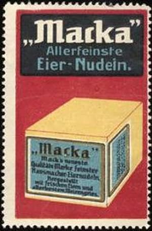 Bild des Verkufers fr Reklamemarke Macka allerfeinste Eier - Nudeln zum Verkauf von Veikkos