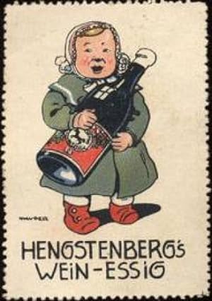 Bild des Verkufers fr Reklamemarke Kind mit Hengstenbergs Wein - Essig zum Verkauf von Veikkos