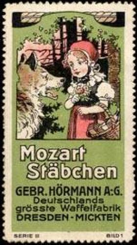 Bild des Verkufers fr Reklamemarke Rotkppchen-Mozart Stbchen zum Verkauf von Veikkos