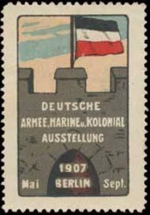 Bild des Verk�ufers f�r Reklamemarke Deutsche Armee, Marine & Kolonial Ausstellung zum Verkauf von Veikkos