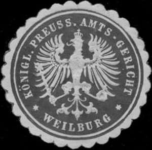 Seller image for Siegelmarke K.Pr. Amts-Gericht Weilburg for sale by Veikkos