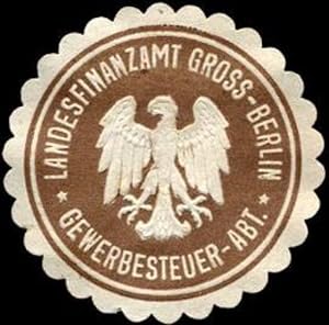 Seller image for Siegelmarke Landesfinanzamt Gross - Berlin - Gewerbesteuer - Abteilung for sale by Veikkos