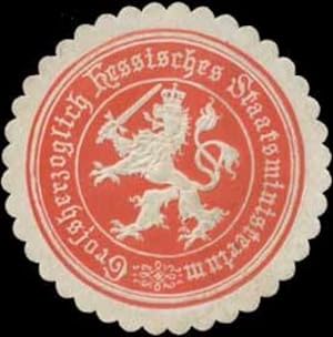 Bild des Verkufers fr Siegelmarke Gr. Hessisches Staatsministerium zum Verkauf von Veikkos