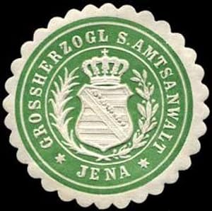 Image du vendeur pour Siegelmarke Grossherzoglich Schsischer Amtsanwalt - Jena mis en vente par Veikkos