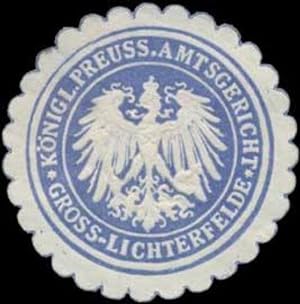 Bild des Verkufers fr Siegelmarke K.Pr. Amtsgericht Gross-Lichterfelde zum Verkauf von Veikkos