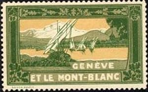 Bild des Verkufers fr Reklamemarke Genve - Et le Mont-Blanc zum Verkauf von Veikkos