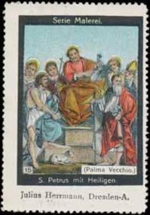 Bild des Verkufers fr Reklamemarke S. Petrus mit Heiligen zum Verkauf von Veikkos