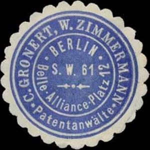 Seller image for Reklamemarke Patentanwlte C. Gronert, W. Zimmermann for sale by Veikkos