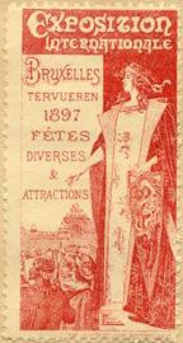 Bild des Verkufers fr Reklamemarke Exposition internationale Bruxelles tervueren 1897 fetes diverses & attractions (Brssel) zum Verkauf von Veikkos