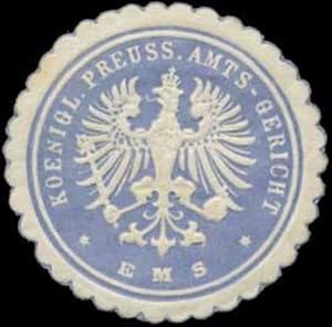 Seller image for Siegelmarke Koenigl. Preuss. Amts-Gericht Ems for sale by Veikkos