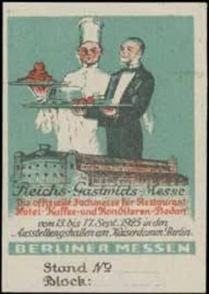 Seller image for Reklamemarke Reichs-Gastwirts-Messe for sale by Veikkos