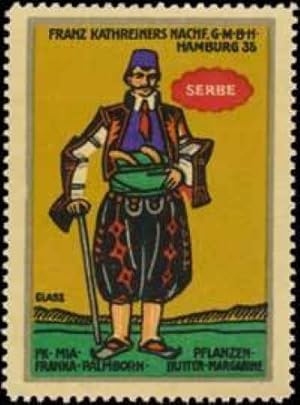 Bild des Verkufers fr Reklamemarke Serbe - Tracht in Serbien zum Verkauf von Veikkos