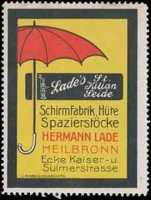 Image du vendeur pour Reklamemarke Regenschirm - Lades St. Kilian Seide mis en vente par Veikkos