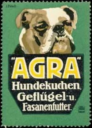 Seller image for Reklamemarke AGRA Hundekuchen-Geflgel- und Fasanenfutter for sale by Veikkos