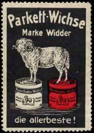 Bild des Verkufers fr Reklamemarke Parkett-Wichse Marke Widder zum Verkauf von Veikkos