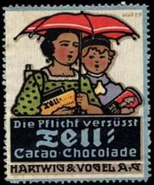 Imagen del vendedor de Reklamemarke Die Pflicht verssst Wilhelm Tell Schokolade a la venta por Veikkos