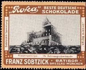Bild des Verkufers fr Reklamemarke Schneegrubenbaude-Riesengebirge zum Verkauf von Veikkos