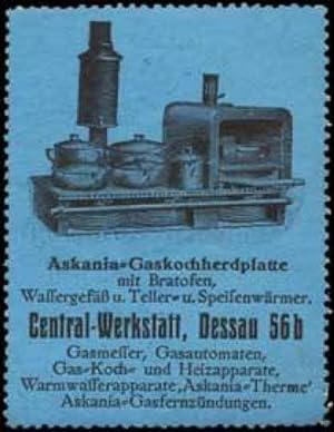 Bild des Verkufers fr Reklamemarke Askania-Gaskochherdplatte zum Verkauf von Veikkos