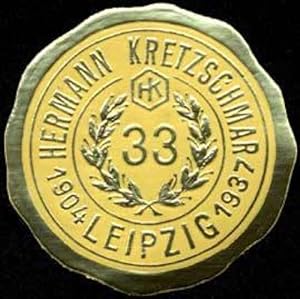 Bild des Verkufers fr Reklamemarke 33 Jahre Hermann Kretzschmar zum Verkauf von Veikkos