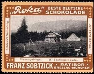 Bild des Verkufers fr Reklamemarke Schlingelbaude-Riesengebirge zum Verkauf von Veikkos