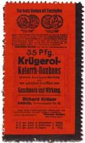 Bild des Verkufers fr Reklamemarke 35 Pfg. Krgerol-Katarrh-Bonbons zum Verkauf von Veikkos