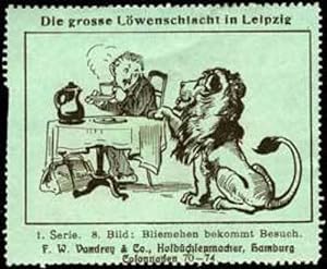 Seller image for Reklamemarke Die grosse Lwenschlacht in Leipzig for sale by Veikkos