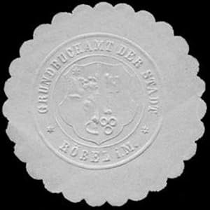 Bild des Verkufers fr Siegelmarke Grundbuchamt der Stadt - Rbel in Mecklenburg zum Verkauf von Veikkos