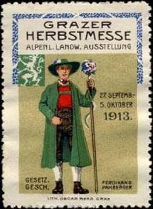 Image du vendeur pour Reklamemarke Grazer Herbstmesse der Landwirtschaft mis en vente par Veikkos