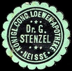 Bild des Verkufers fr Siegelmarke Knigliche Conc. Loewen - Apotheke Dr. G. Stenzel - Neisse zum Verkauf von Veikkos