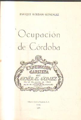 Imagen del vendedor de OCUPACION DE CORDOBA. a la venta por Librera Raimundo