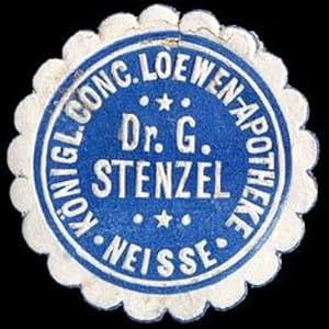 Bild des Verkufers fr Siegelmarke Knigliche Conc. Loewen - Apotheke Dr. G. Stenzel - Neie zum Verkauf von Veikkos