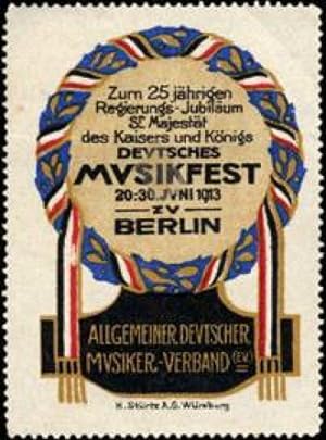 Bild des Verkufers fr Reklamemarke Deutsches Musikfest 1913 zu Berlin zum Verkauf von Veikkos