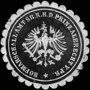 Bild des Verkufers fr Siegelmarke Hofmarschall - Amt Seiner Kniglichen Hoheit der Prinz Albrecht von Preussen zum Verkauf von Veikkos