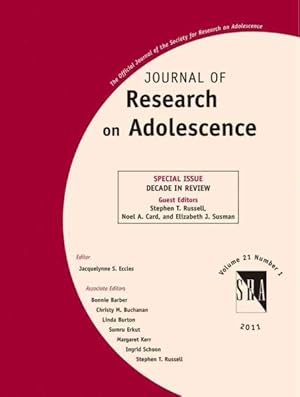 Imagen del vendedor de Journal of Research on Adolescence : Decade in Review a la venta por GreatBookPrices